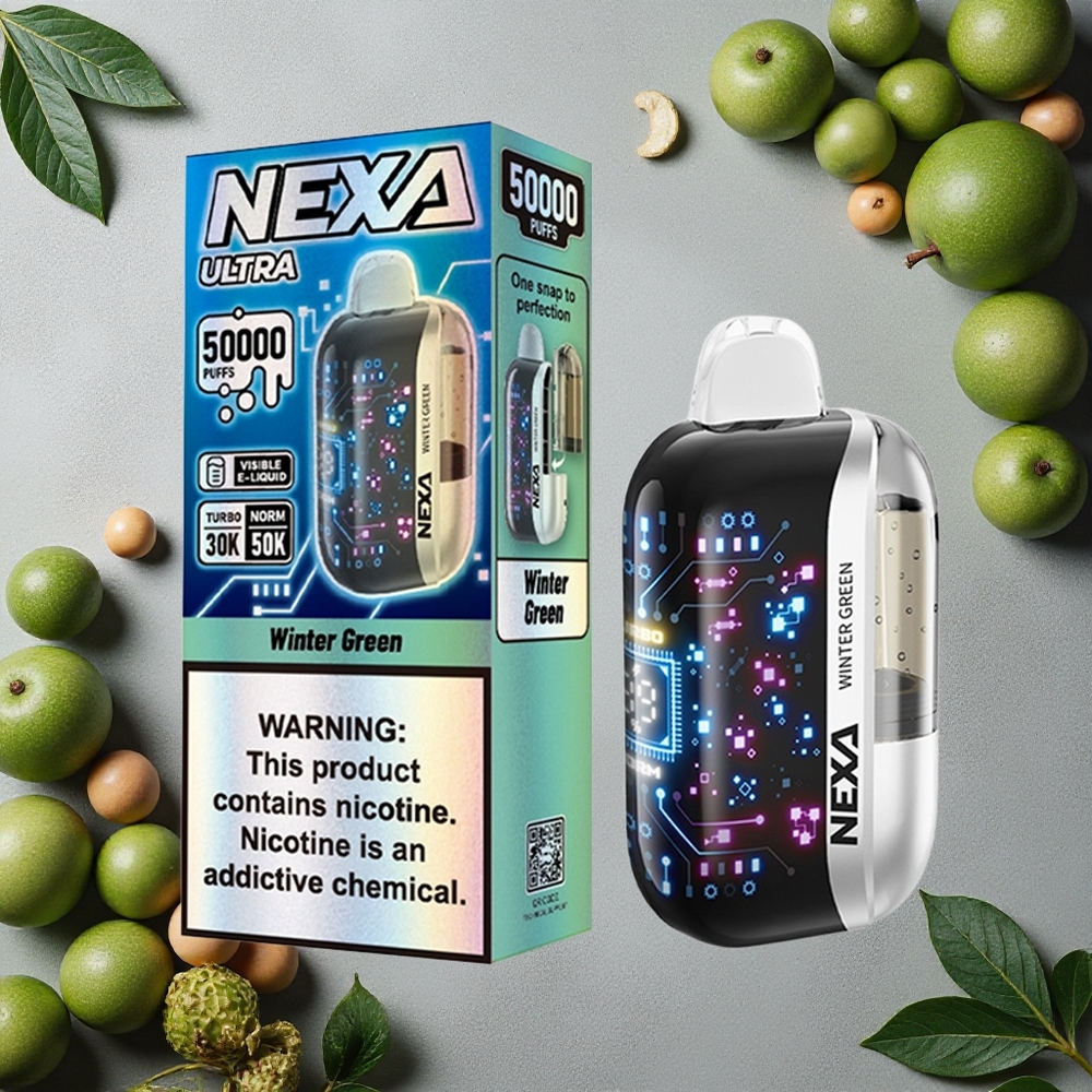 NEXA Ultra 50000 Puffs Talvilehti 20ml esitäytetty Finland wholesale 3d Kaareva Näyttö