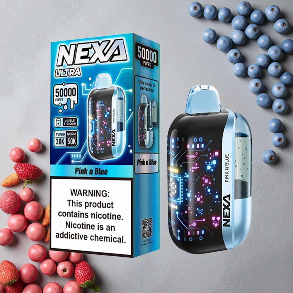 NEXA Ultra 50000 Puffs Vaaleanpunainen ja Sininen 20ml Finland wholesale Näyttö 3d Kaareva