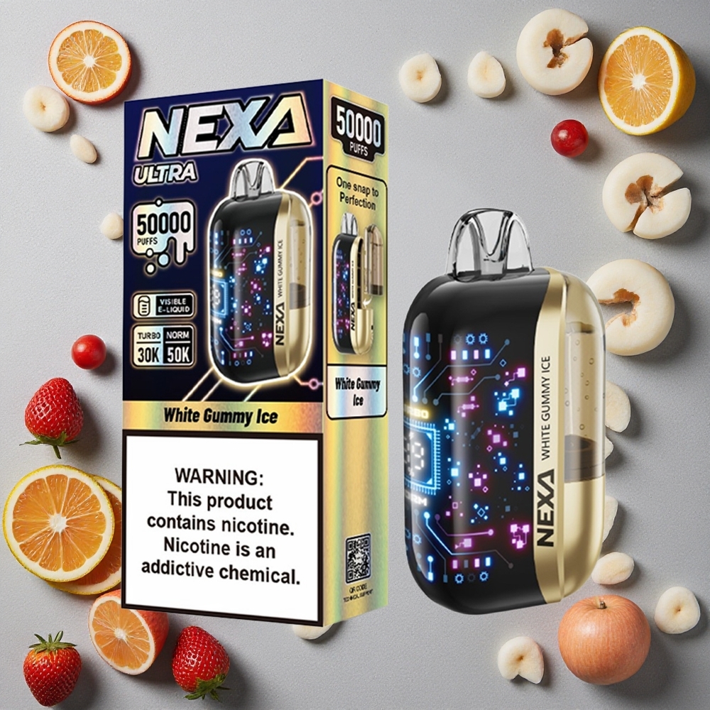 NEXA Ultra 50000 Puffs Valkoinen Kumi Jää Finland wholesale 20ml Esitäytetty Kapasiteetti 800mA Akku