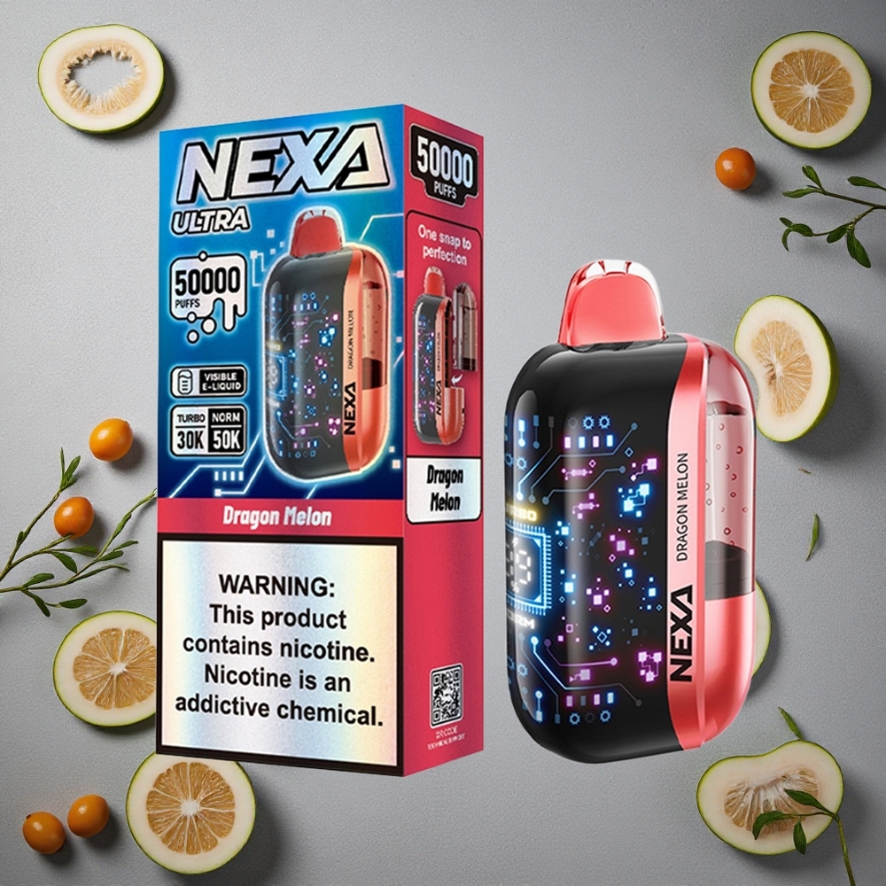 NEXA Ultra 50K 50000 Puffs Dragon Melon (Lohikäärmeen Meloni) 20ml Finland wholesale 3d Kaareva Näyttö