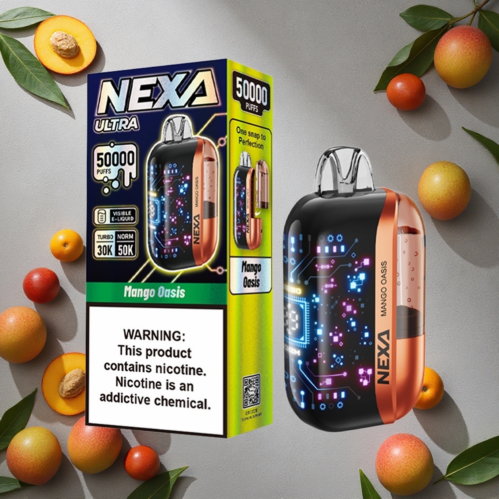 NEXA Ultra 50K 50000 Puffs Mango-Oaasi Kertakäyttöinen Vape 20ml Finland wholesale 3d Kaareva Näyttö