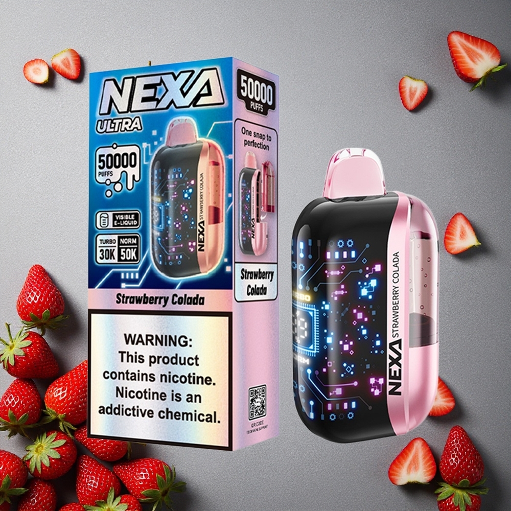 NEXA Ultra 50K 50000 Puffs Mansikka Colada 20ml Finland wholesale 3d Kaareva Näyttö