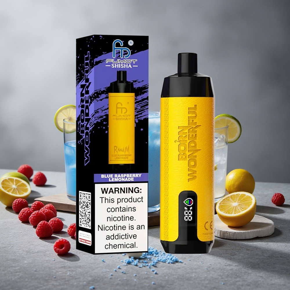 RandM Fumot Shisha 10000 Puffs Blue Raspberry Limonade Finland wholesale LED-Indikaattori