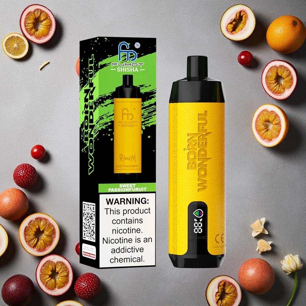 RandM Fumot Shisha 10000 Puffs Makea Passiohedelmä Finland wholesale LED Näyttö 18ml Esitäytetty