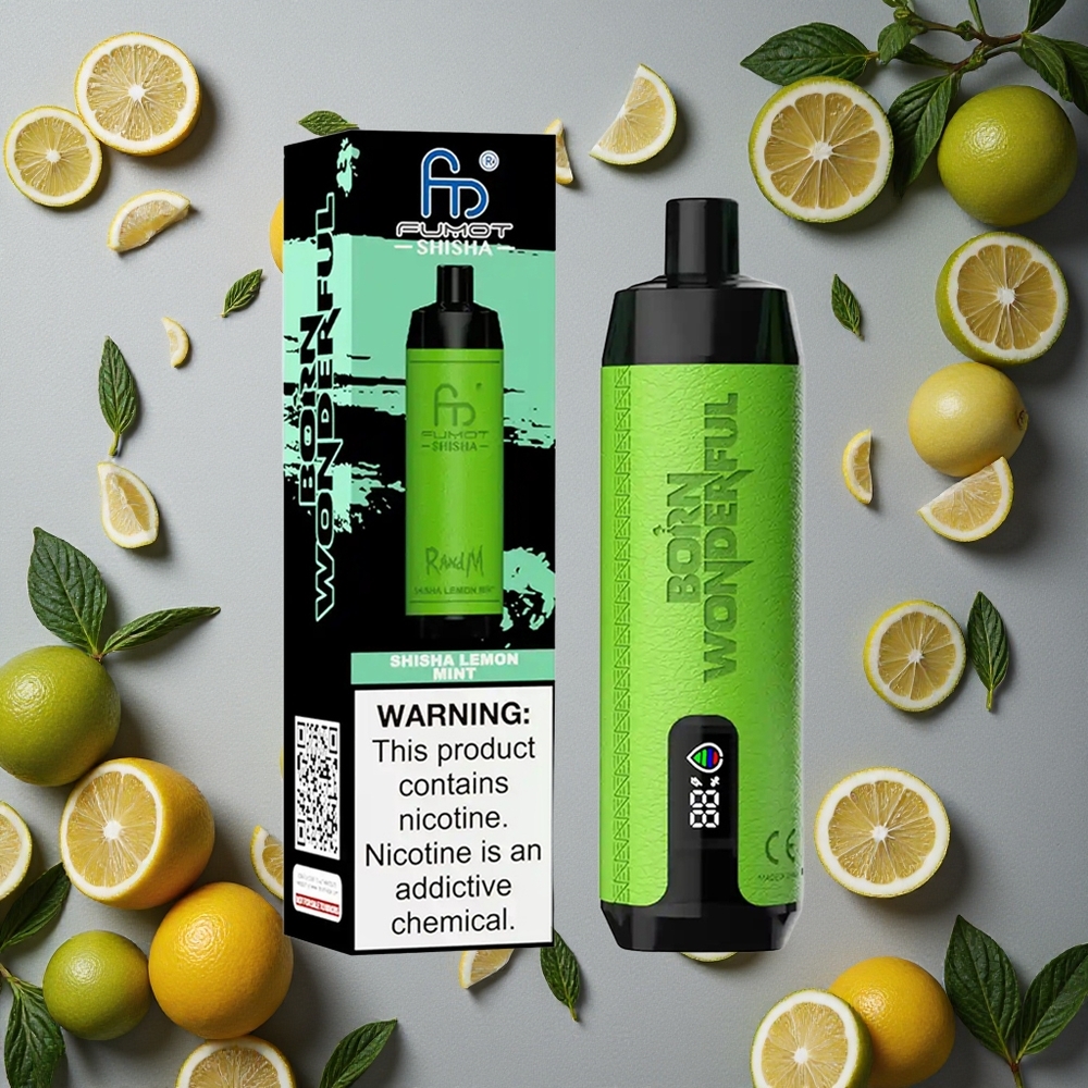 RandM Fumot Shisha 10000 Puffs Sitruuna-Minttu Kertakäyttöinen Vape Shisha 18ml Finland wholesale LED-Indikaattori