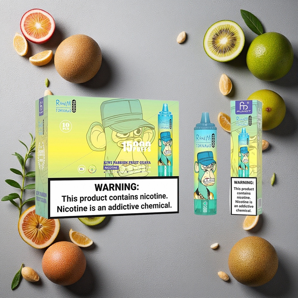 RandM Fumot Tornado 15000 Puffs Kiivi Passiohedelmä Guava Finland wholesale 25ml nestemäärä LCD-näyttö