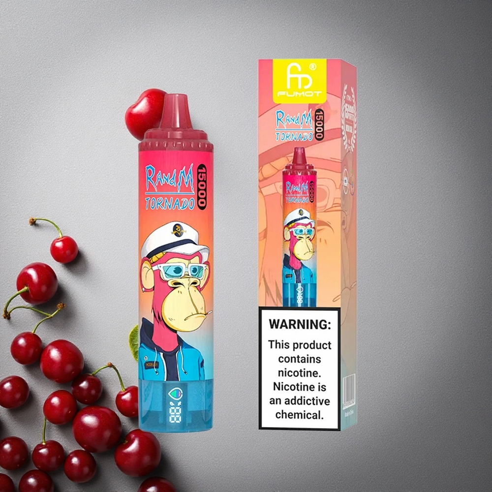 RandM Fumot Tornado 15000 Puffs Kirsikka Finland wholesale 25ml Nestekide LCD-näyttö