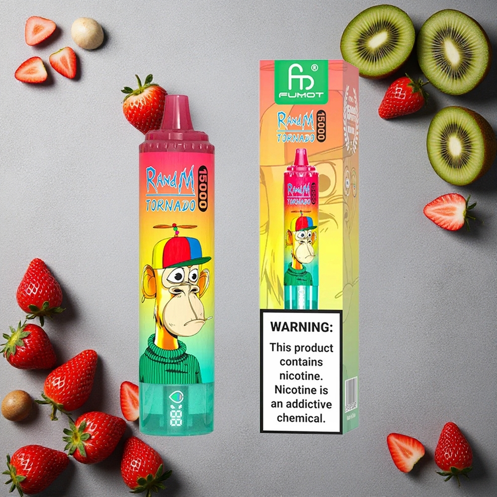 RandM Fumot Tornado 15000 Puffs Mansikka-Kiivi Finland wholesale 25ml Nestekide LCD-näyttö