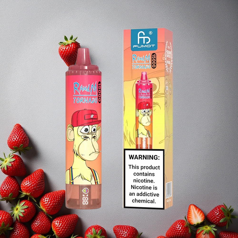 RandM Fumot Tornado 15000 Puffs Mansikka Red Bull Finland wholesale 25ml nestemäistä LCD-näytöllä