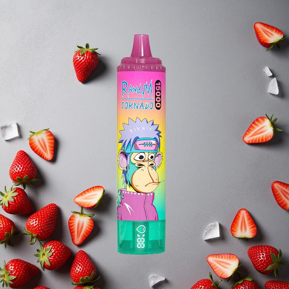 RandM Fumot Tornado 15000 Puffs Mansikkajää Suomi Finland wholesale 25ml Nestemäärä LCD-näyttö