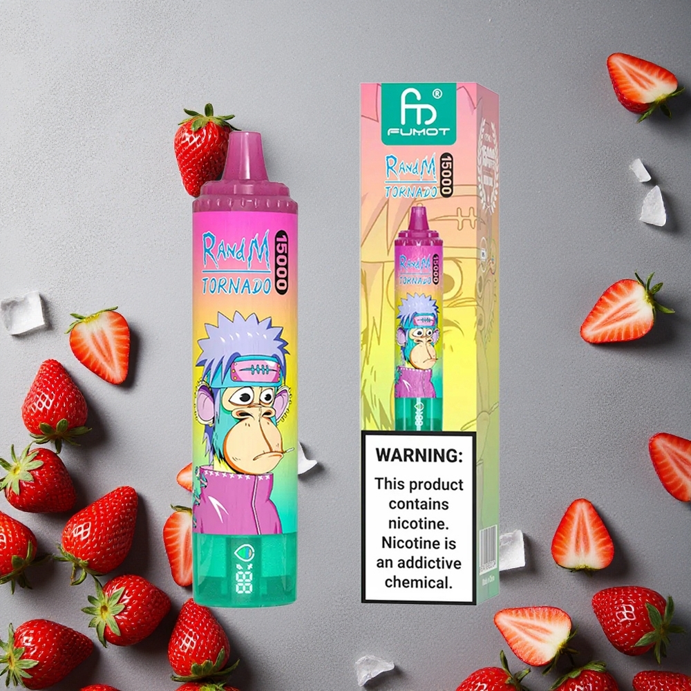 RandM Fumot Tornado 15000 Puffs Mansikkajää Suomi Finland wholesale 25ml Nestemäärä LCD-näyttö