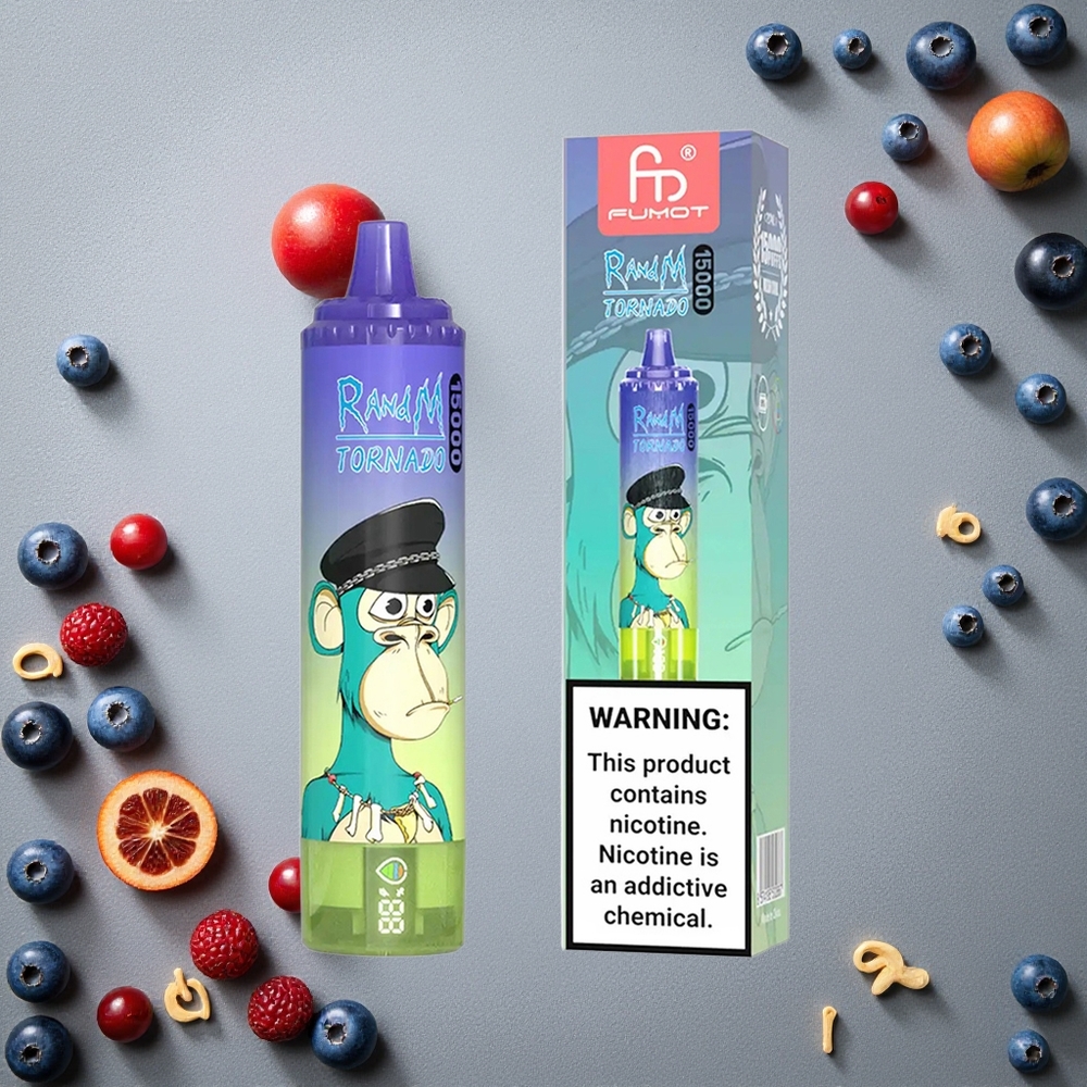 RandM Fumot Tornado 15000 Puffs Mustikka Kupla Purkka Finland wholesale 25ml Nestemäärä 850mAh Akku