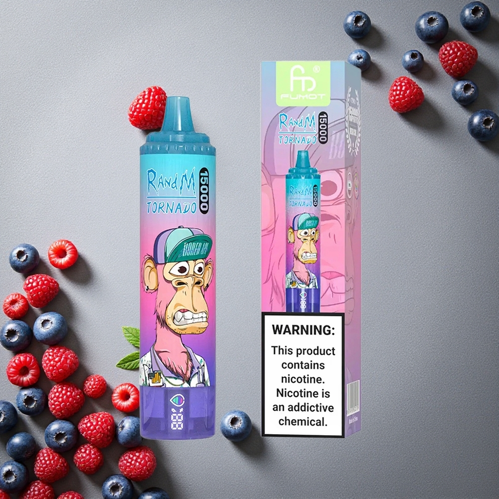 RandM Fumot Tornado 15000 Puffs Mustikka-Vadelma Finland wholesale 25ml Nestekide USB-C LCD