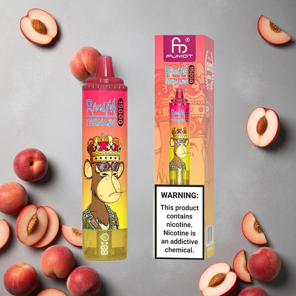 RandM Fumot Tornado 15000 Puffs Persikka-Jää 25ml Finland wholesale LCD-näyttö