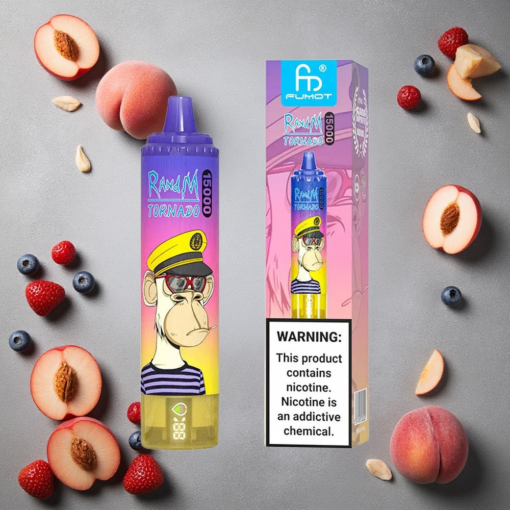 RandM Fumot Tornado 15000 Tupakkia Peach-Blueberry Karkki 25ml nestemäärä Finland wholesale LCD-näyttö