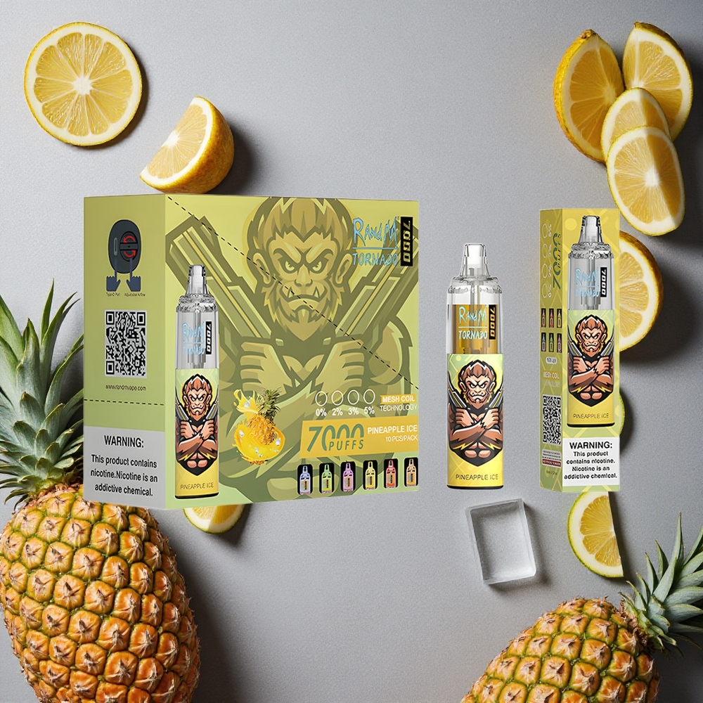 RandM Fumot Tornado 7000 Puffs Ananas-Jää Finland wholesale 14 ML E-neste, 850 MAH Akku