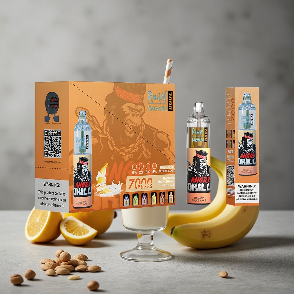 RandM Fumot Tornado 7000 Puffs Banaanimilkshake Finland wholesale 14 ML E-neste, 850 MAH Akku