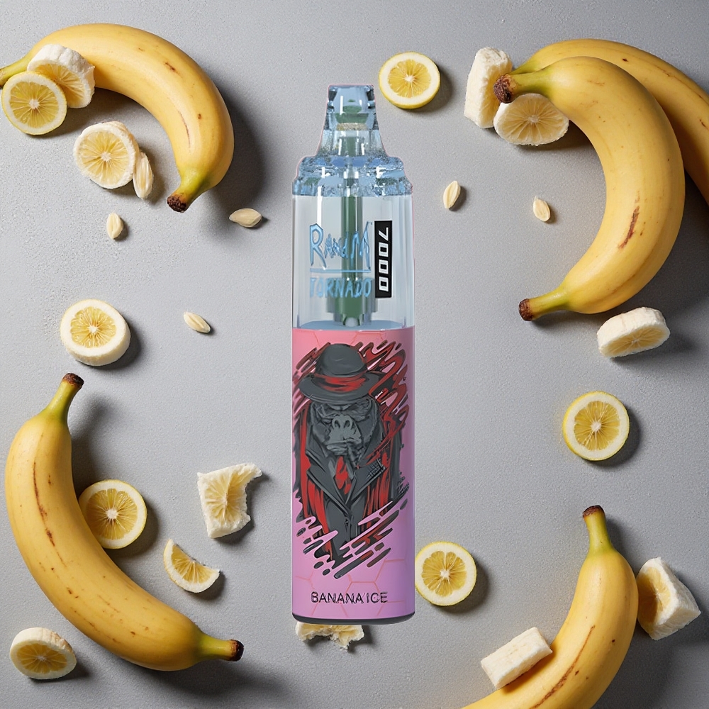 RandM Fumot Tornado 7000 Puffs Kertakäyttöinen Vape Banaanijää Finland wholesale 14 ML Nestettä & 850 MAH Akku