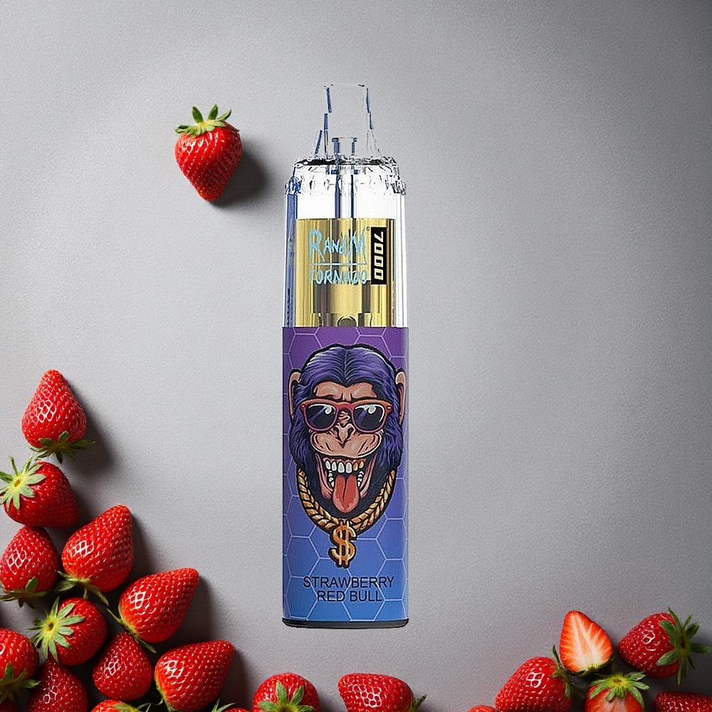 RandM Fumot Tornado 7000 Puffs Kertakäyttöinen Vape Mansikka Red Bull Finland wholesale 14 ML E-neste