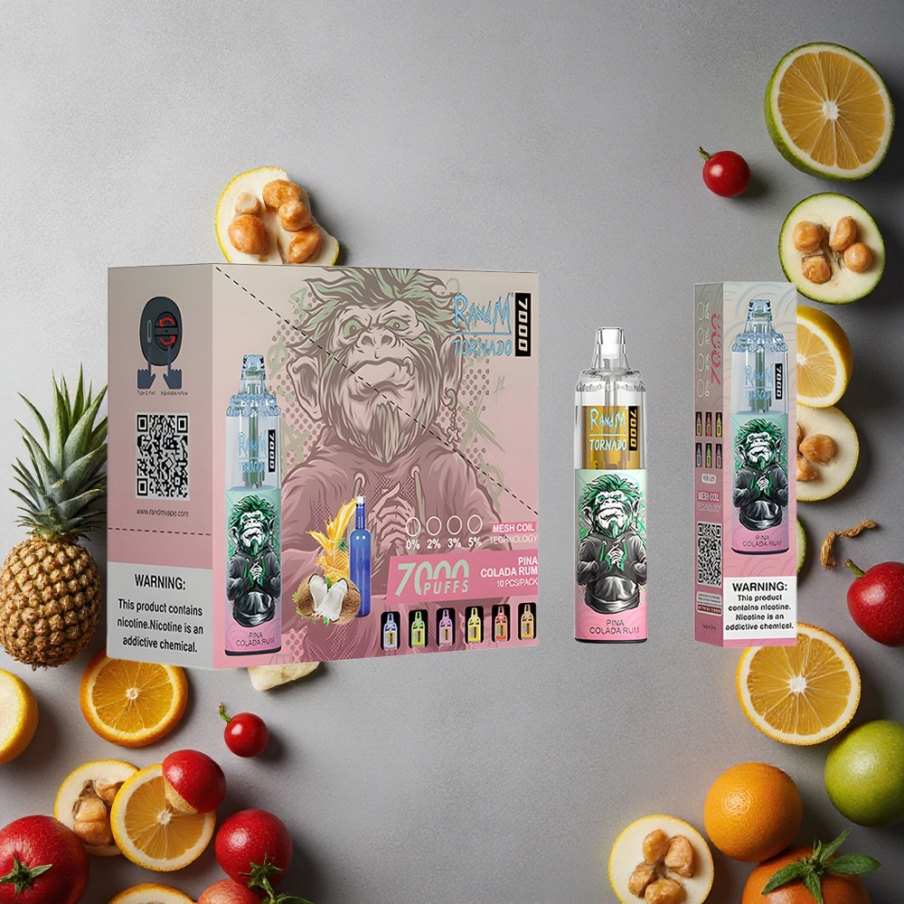 RandM Fumot Tornado 7000 Puffs Kertakäyttöinen Vape Pina Colada Rommi Finland wholesale 14 ML Nestettä 850 MAH Akku