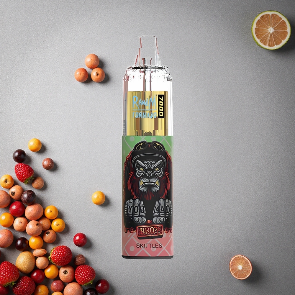 RandM Fumot Tornado 7000 Puffs Kertakäyttöinen Vape Skittles-maisuus Finland wholesale 14 ML Nestettä Mesh-käämi