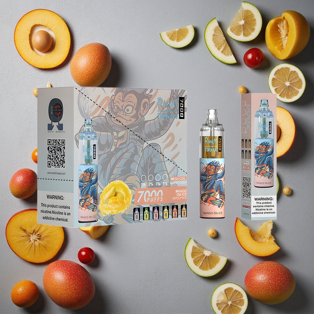RandM Fumot Tornado 7000 Puffs Mango Jäällä Finland wholesale 14 ML E-neste RGB Valo