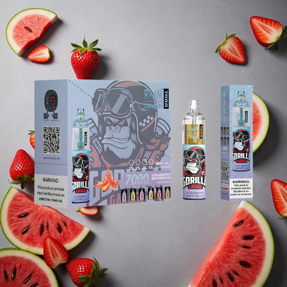 RandM Fumot Tornado 7000 Puffs Mansikka-Arbuusi Finland wholesale 14 ML E-neste 850 MAH Paristo