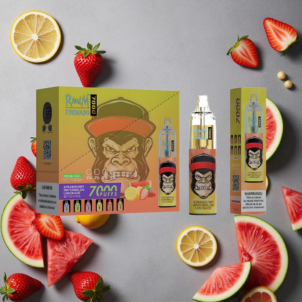 RandM Fumot Tornado 7000 Puffs Mansikka-Arbuusi-Limonadi Finland wholesale 14 ML Neste 850 MAH Akku