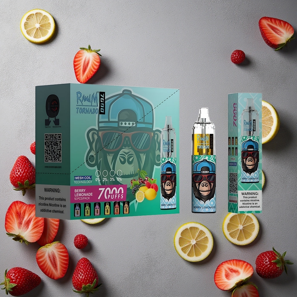 RandM Fumot Tornado 7000 Puffs Marja-Limonadi Finland wholesale 14 ML Nestettä RGB Valo