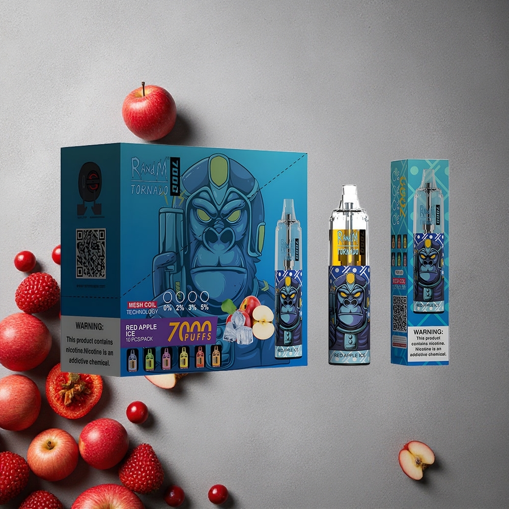 RandM Fumot Tornado 7000 Puffs Punainen Omena Jää Finland wholesale 14 ML Nestemäinen, 850 MAH Akku