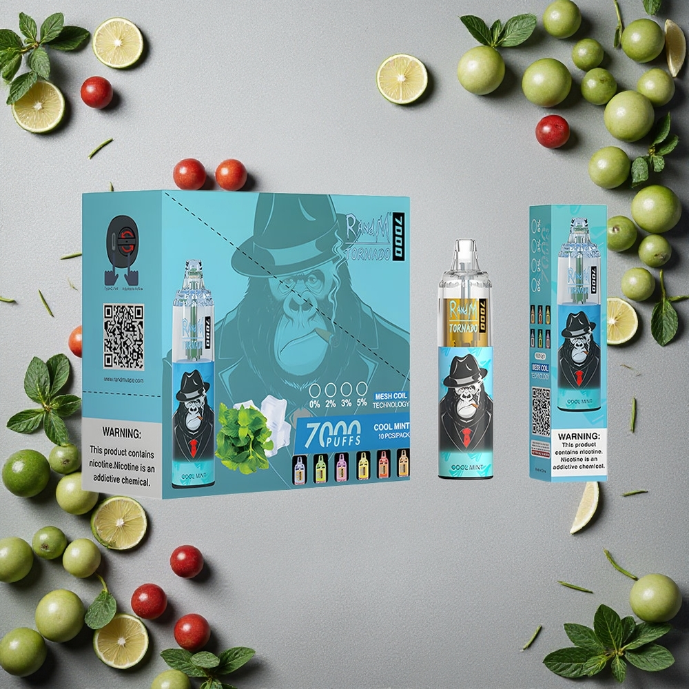 RandM Fumot Tornado 7000 Puffs Viileä Mint Finland wholesale 14 ML E-neste Mesh-käämi