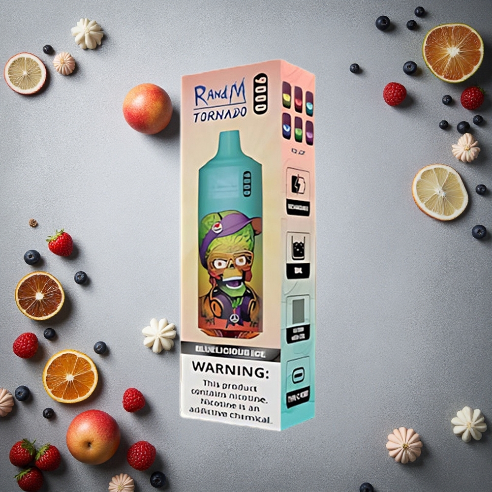 RandM Fumot Tornado 9000 Puffs Bluelicious Ice (Sininen Jää) 18 mL Finland wholesale Mesh Coil