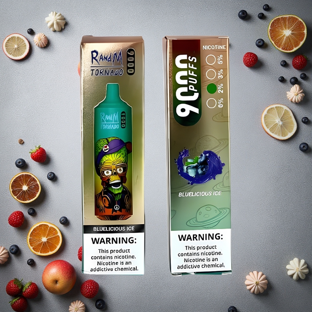 RandM Fumot Tornado 9000 Puffs Bluelicious Ice (Sininen Jää) 18 mL Finland wholesale Mesh Coil