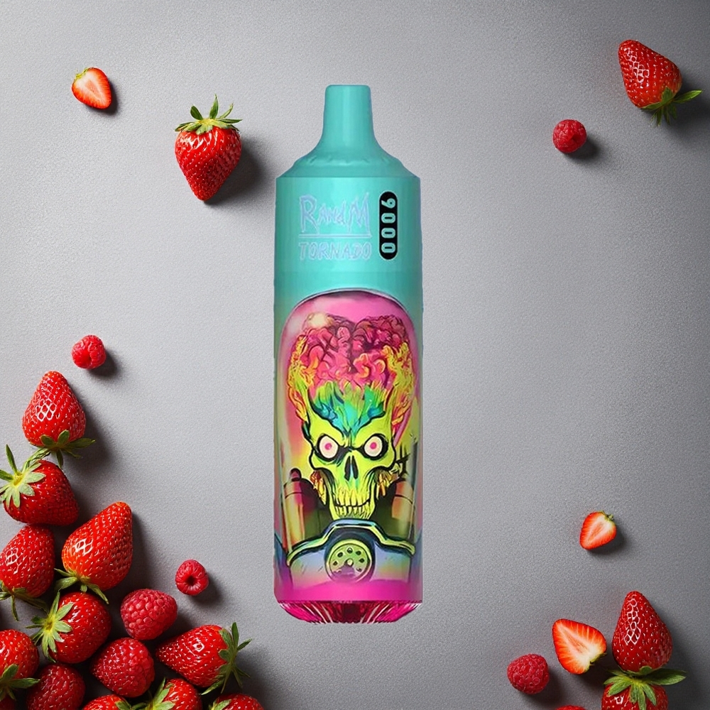 RandM Fumot Tornado 9000 Puffs Mansikka-Vadelma Finland wholesale 850 mAh Ladataan 18 mL