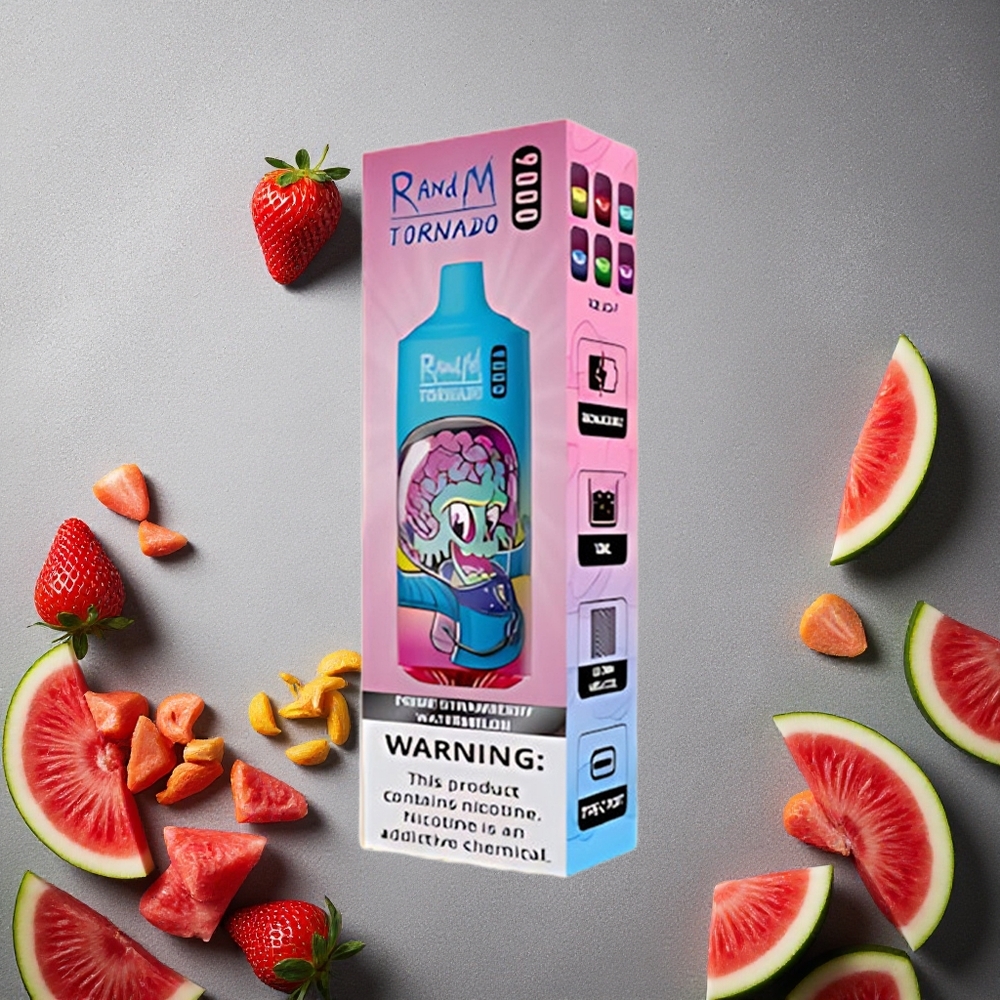 RandM Fumot Tornado 9000 Puffs Mansikka-Vesimeloni Finland wholesale 18 mL Mesh Coil