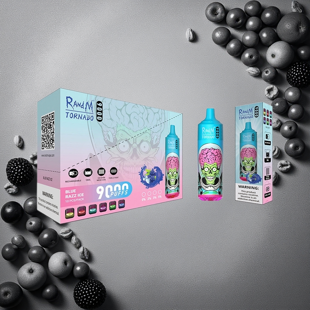 RandM Fumot Tornado 9000 Puffs Musta Lohikäärme Jää Finland wholesale RGB-näyttö 18 ml