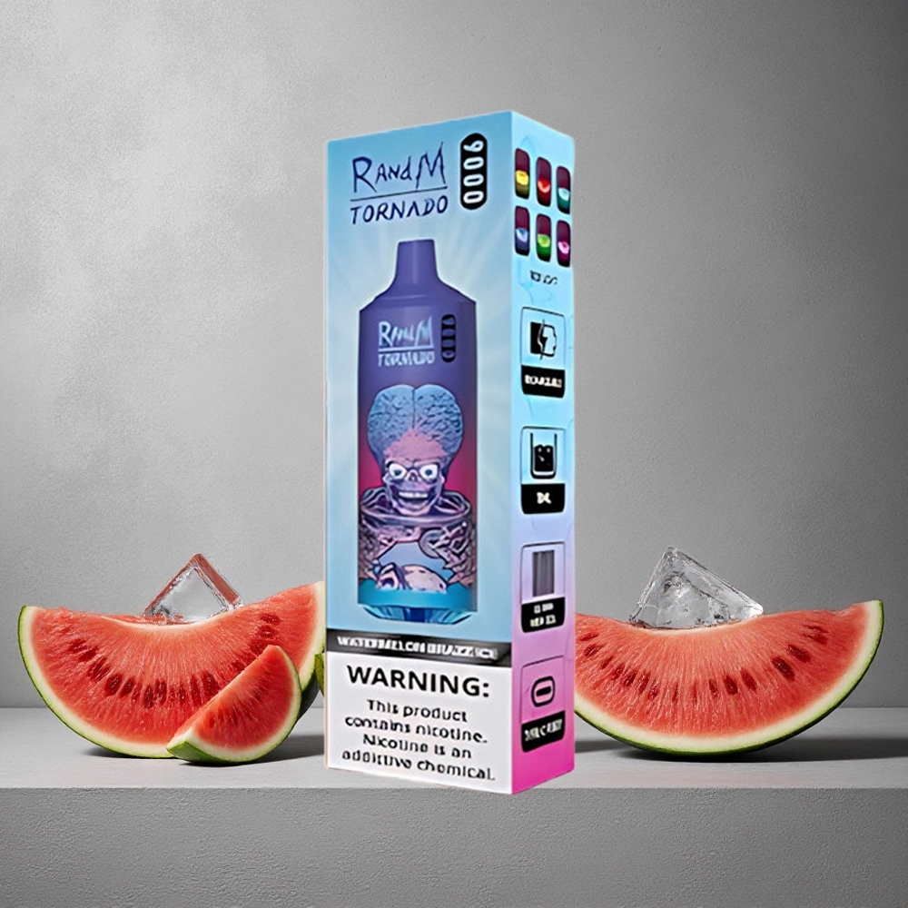 RandM Fumot Tornado 9000 Puffs Vesimeloni Brazz Ice Finland wholesale 850 mAh Ladattava 18 mL
