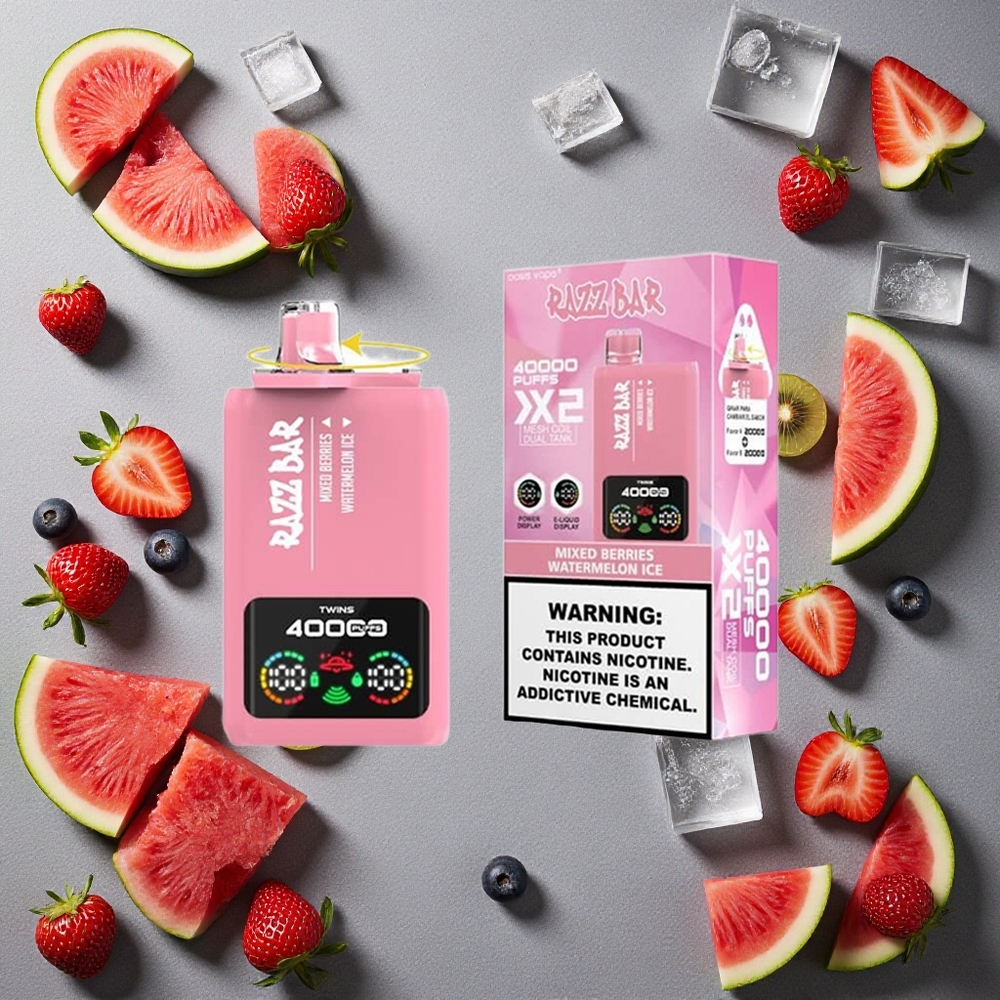 Razz Bar 40000 Puffs Kertakäyttöinen Vape Sekalevät-Marjajäätelö&Vesimeloni Finland wholesale Näyttö&1.0Ohm 2 Mesh Coil