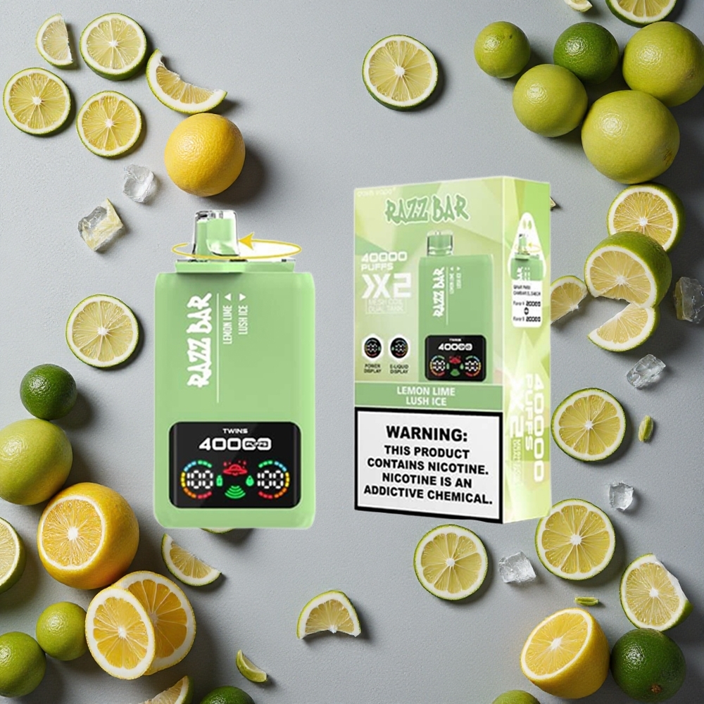Razz Bar 40000 Puffs Kertakäyttöinen Vape Sitruuna-Lime_Jääpuuteri Finland wholesale Näyttöruutu 1.0Ohm 2 Mesh Coil