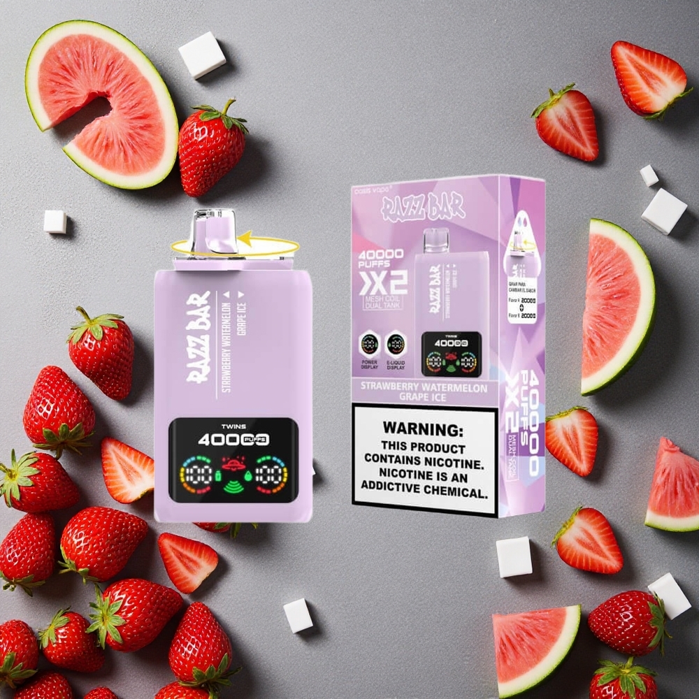 Razz Bar 40000 Puffs Mansikka-Vesimeloni_ViiniJää Finland wholesale Näyttö 1.0 Ohm 2 Mesh Coil