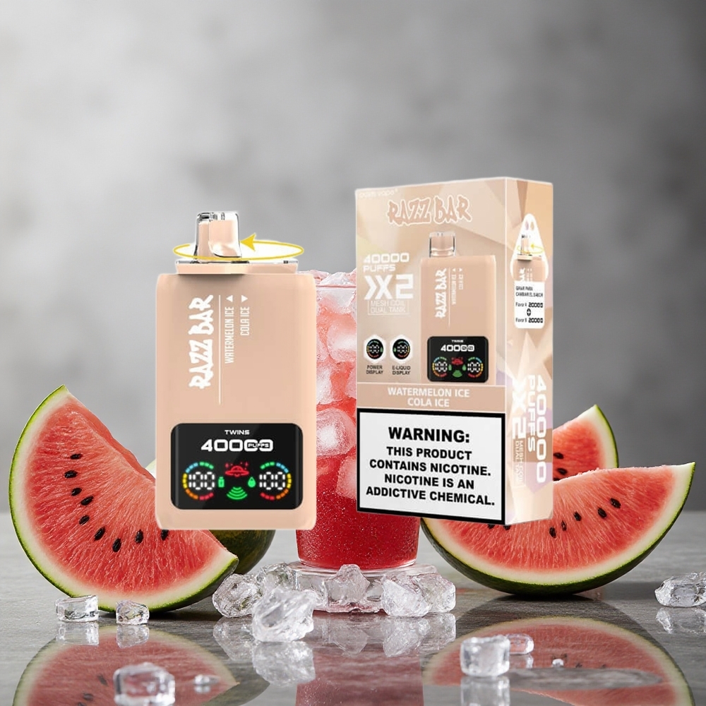 Razz Bar 40000 Puhallusta Kertakäyttöinen Vape Vesimeloni Jää_Kola Jää Finland wholesale Näyttö