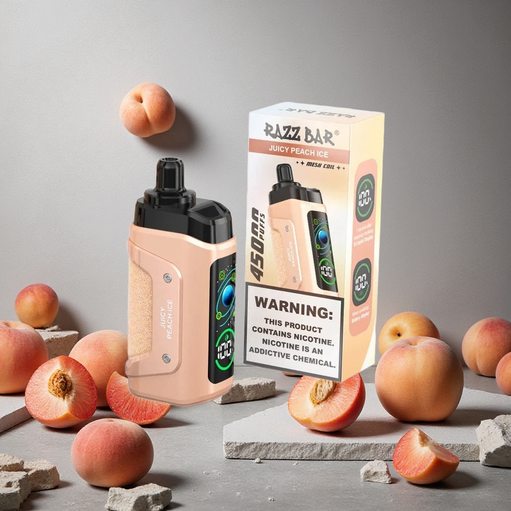 Razz Bar 45000 Puffs Kertakäyttöinen Vape Mehevä Persikka-Jää Finland wholesale 1.0 Ohm Mesh Coil Type-C Ladata