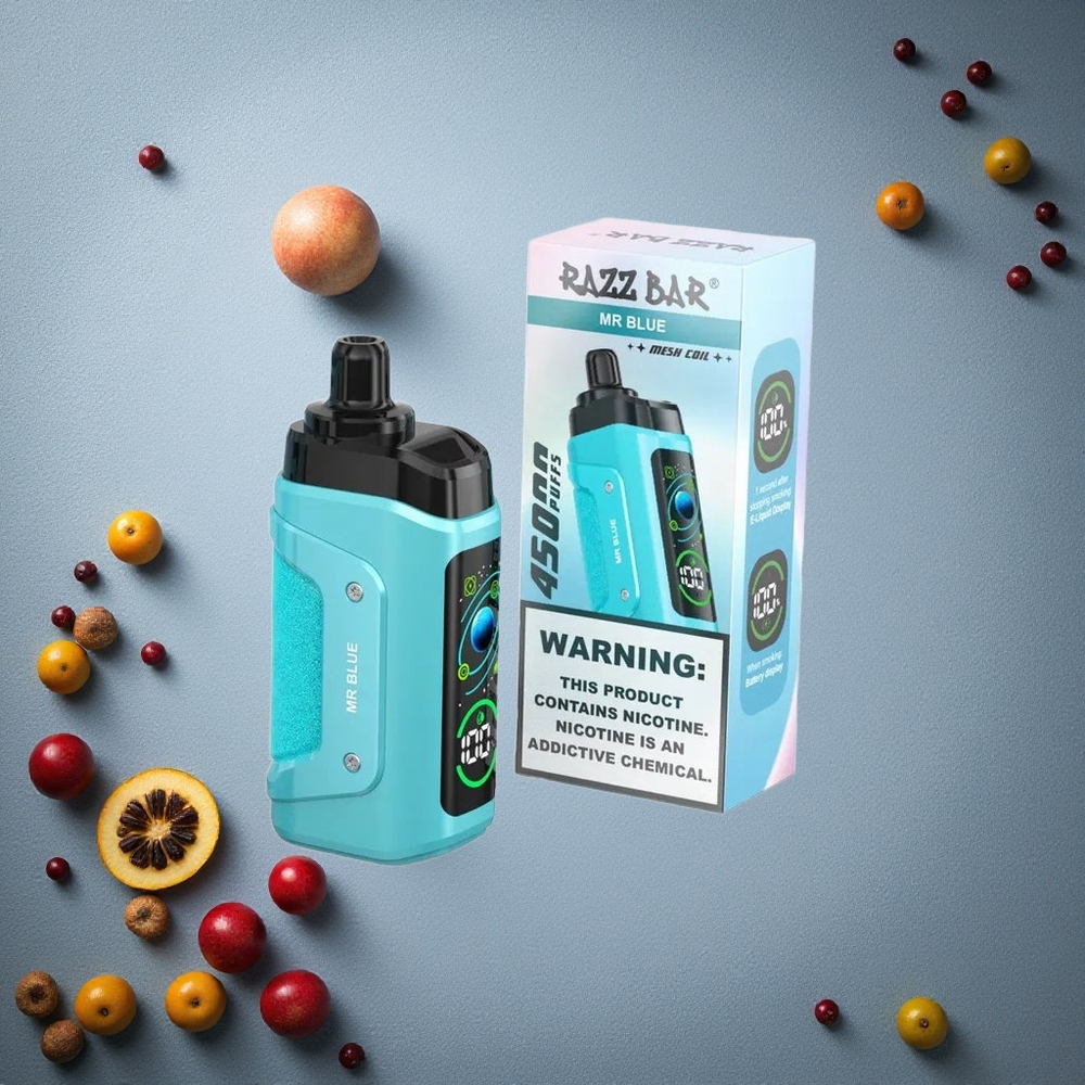 Razz Bar 45000 Puffs Kertakäyttöinen Vape Mr Sininen ja vadelma Finland wholesale 1.0 Ohm Mesh Coil