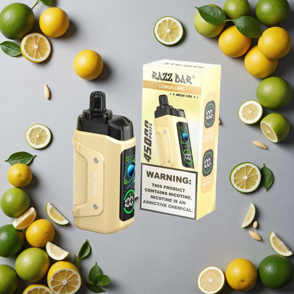 Razz Bar 45000 Puffs Kertakäyttöinen Vape Sitruuna-Lime ja Vadelma Finland wholesale 1.0 Ohm Mesh Coil 650 Mah Akku