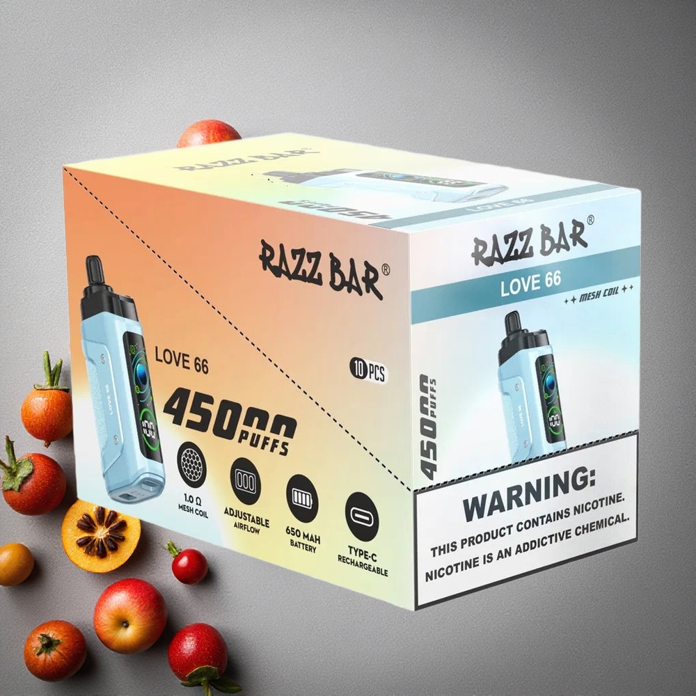 Razz Bar 45000 Puffs Love 66 (Rakkaus 66) Finland wholesale 1.0 Ohm Mesh Coil Type-C Ladataan