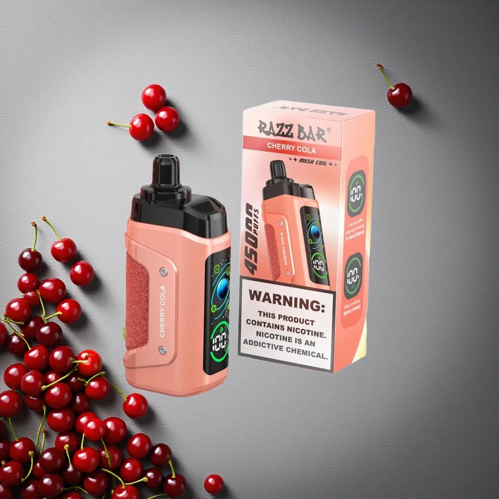 Razz Bar 45000 Puhallusta Kertakäyttöinen Vape Kirsikka-Kola Finland wholesale 1.0 Ohm Mesh Coil Type-C Lataus