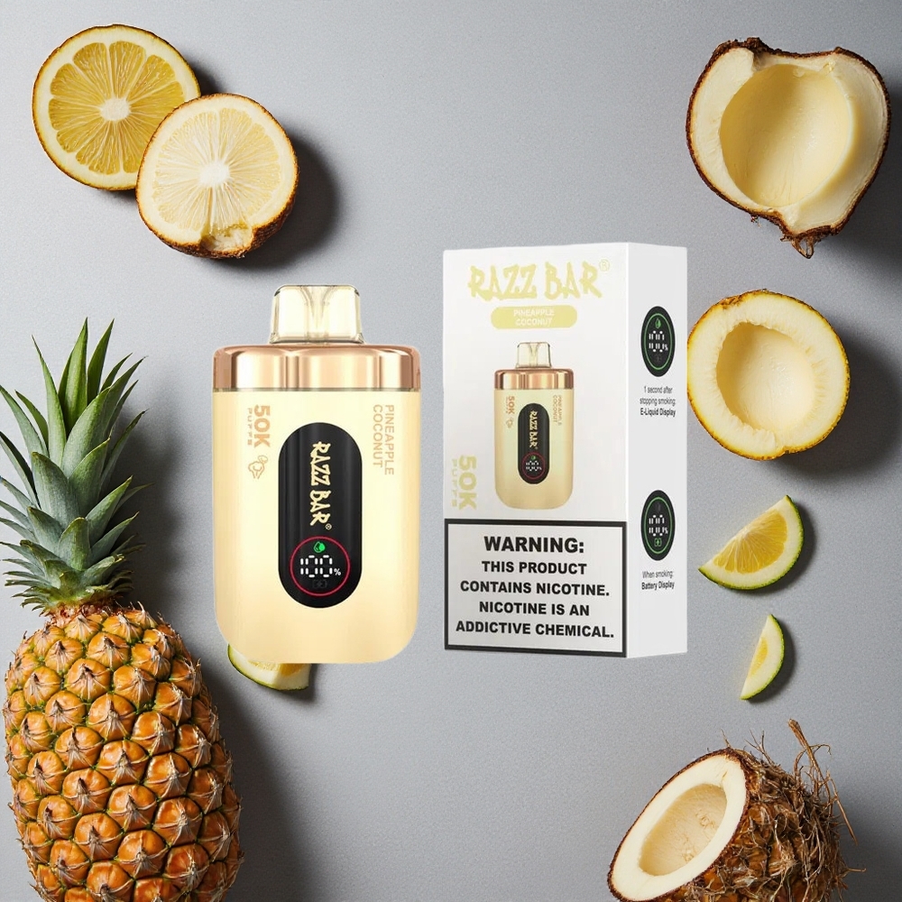 Razz Bar 50K Puffs Ananas-Kookos Kertakäyttöinen Vape Finland wholesale 650 mAh Akku