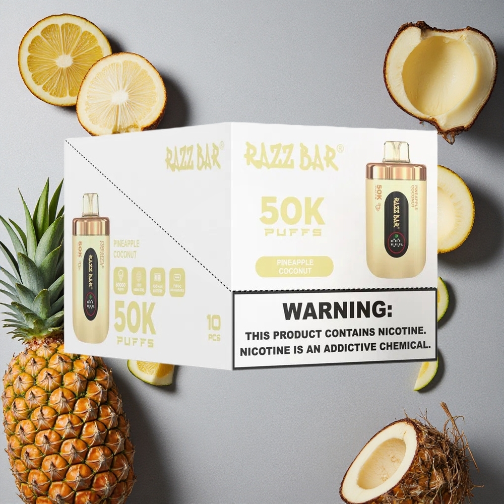 Razz Bar 50K Puffs Ananas-Kookos Kertakäyttöinen Vape Finland wholesale 650 mAh Akku