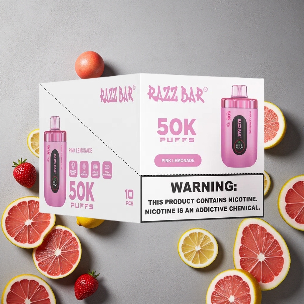 Razz Bar 50K Puffs Disposable Vade Pink Lemonade Finland wholesale 1.0 Ohm Mesh Coil 650 mAh Akku