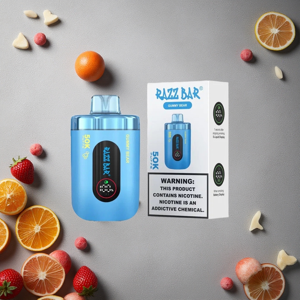 Razz Bar 50K Puffs Kertakäyttöinen Vape Karkkikarhu Finland wholesale 50000 Tupakointia Type-C Ladata